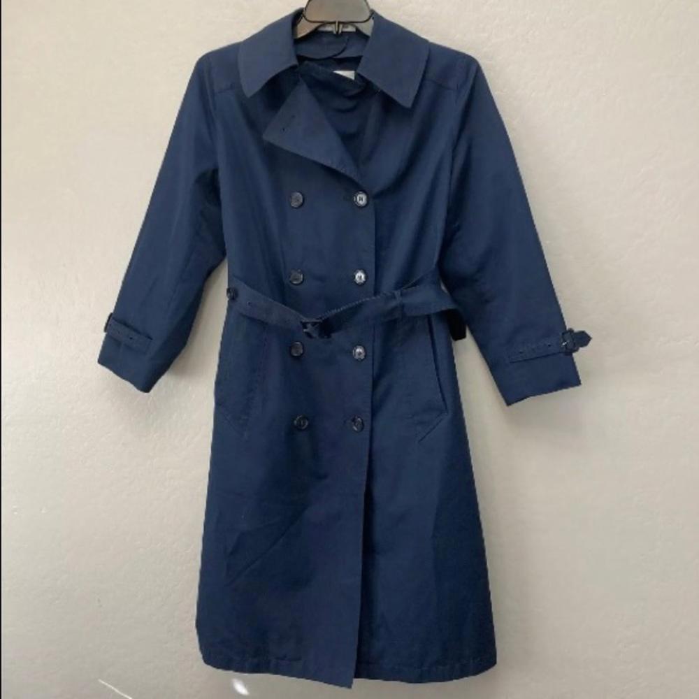 Sag Harbor Womens Blue Button Up Trench Coat | 14 Petite.               …